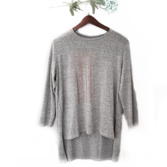 Zara Tops - Zara Grey graphic long sleeve high low top